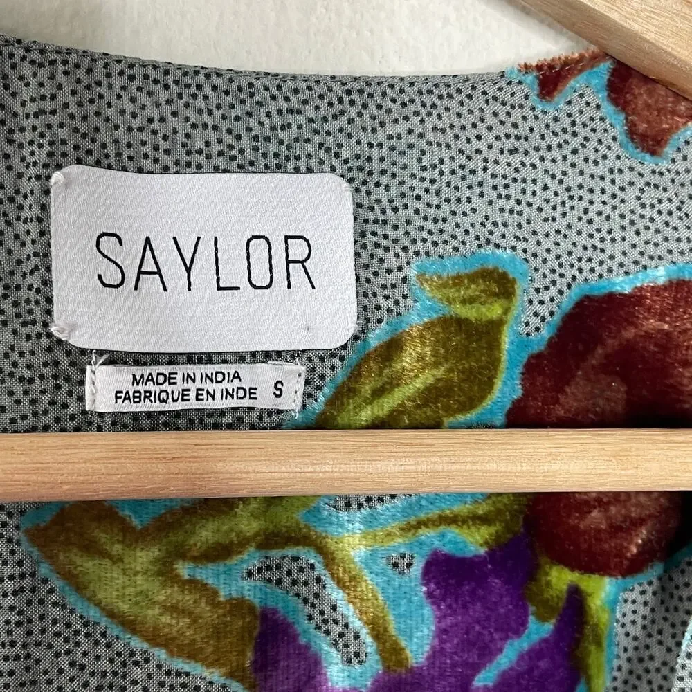 SAYLOR BURNOUT VELVET  FLORAL PRINT WRAP DRESS SIZE‎ S